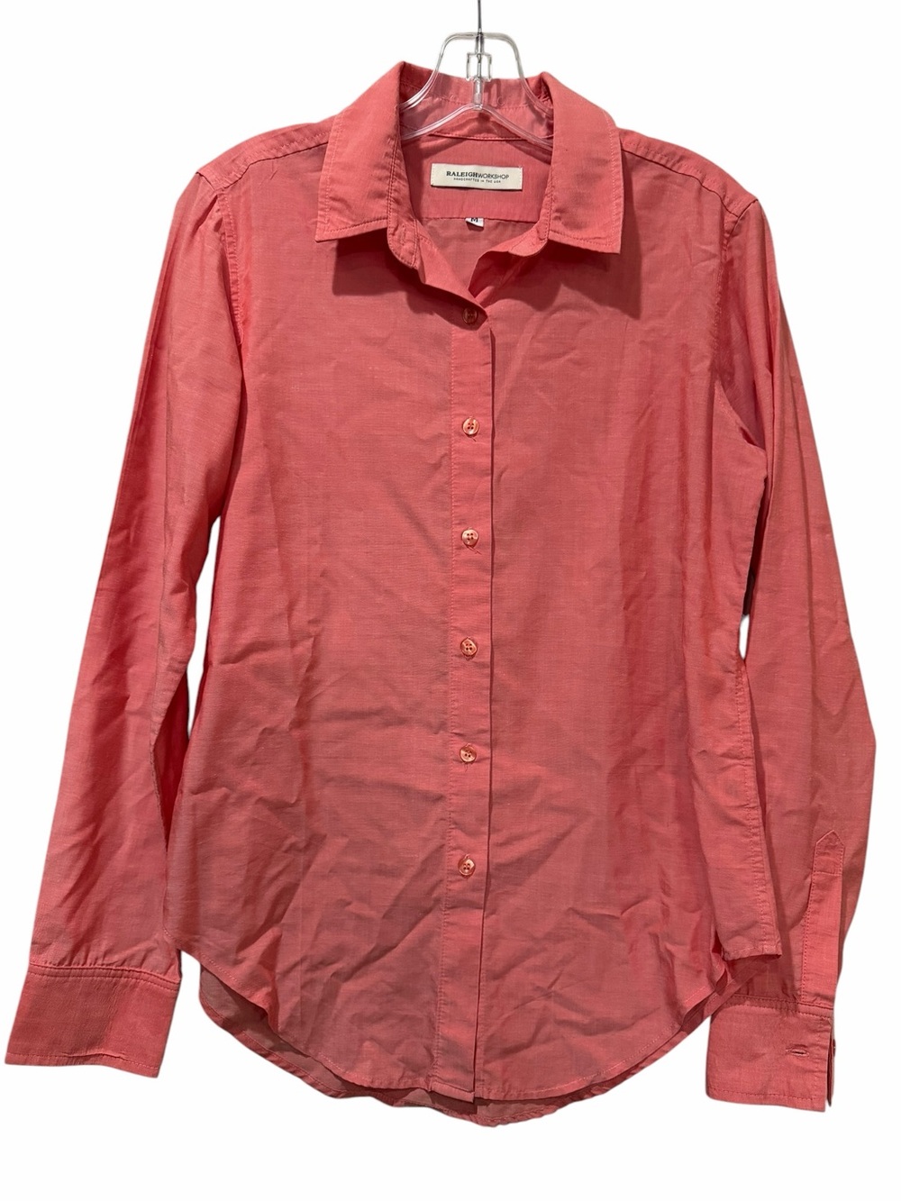 Raleigh Workshop Medium Coral 100% Cotton Button Down Shirt Made in USA B18